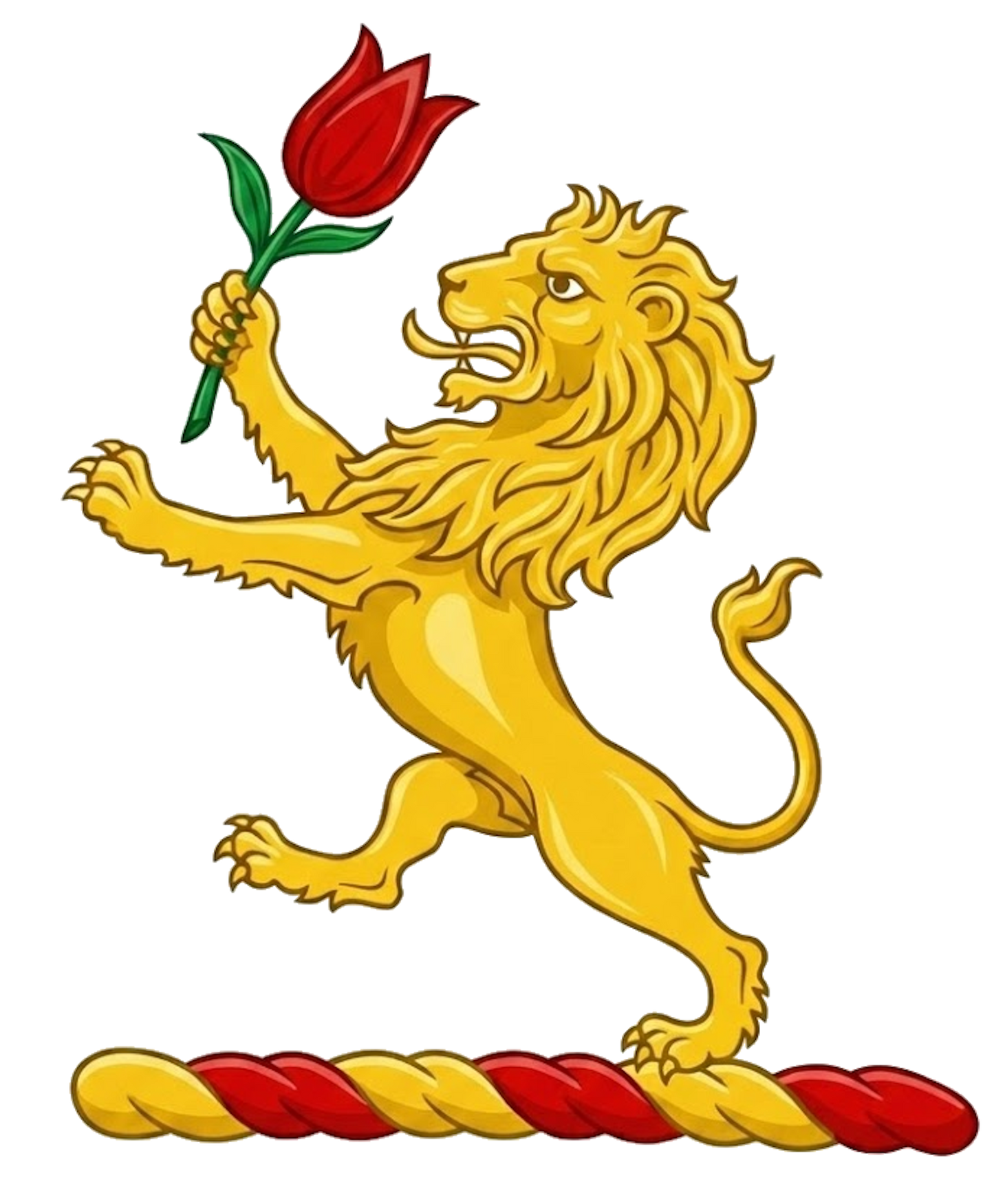 Lion Rampant Or, holding a tulip Gu., Slipped Vert digital download: Includes Color PNG, B&W PNG, and SVG vector files