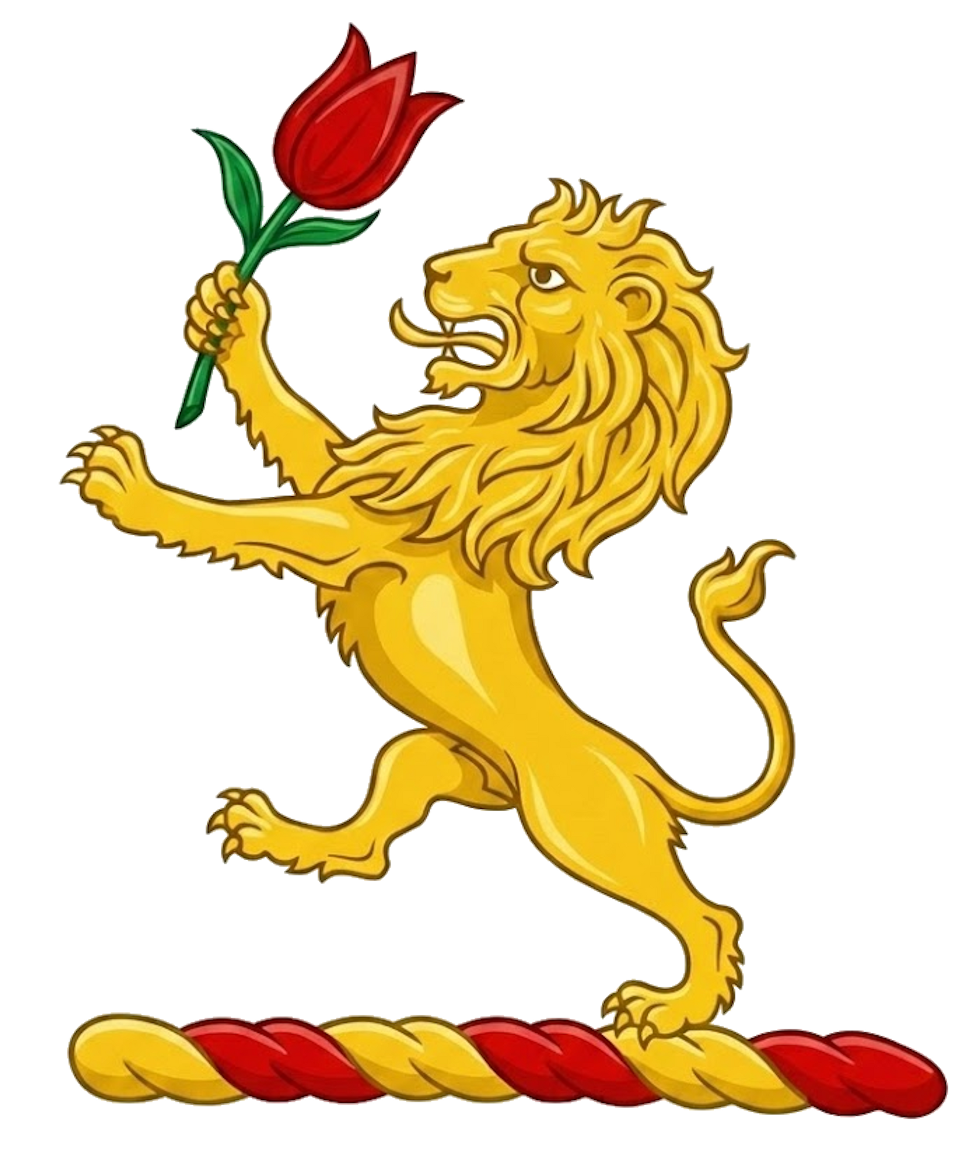 Lion Rampant Or, holding a tulip Gu., Slipped Vert digital download: Includes Color PNG, B&W PNG, and SVG vector files