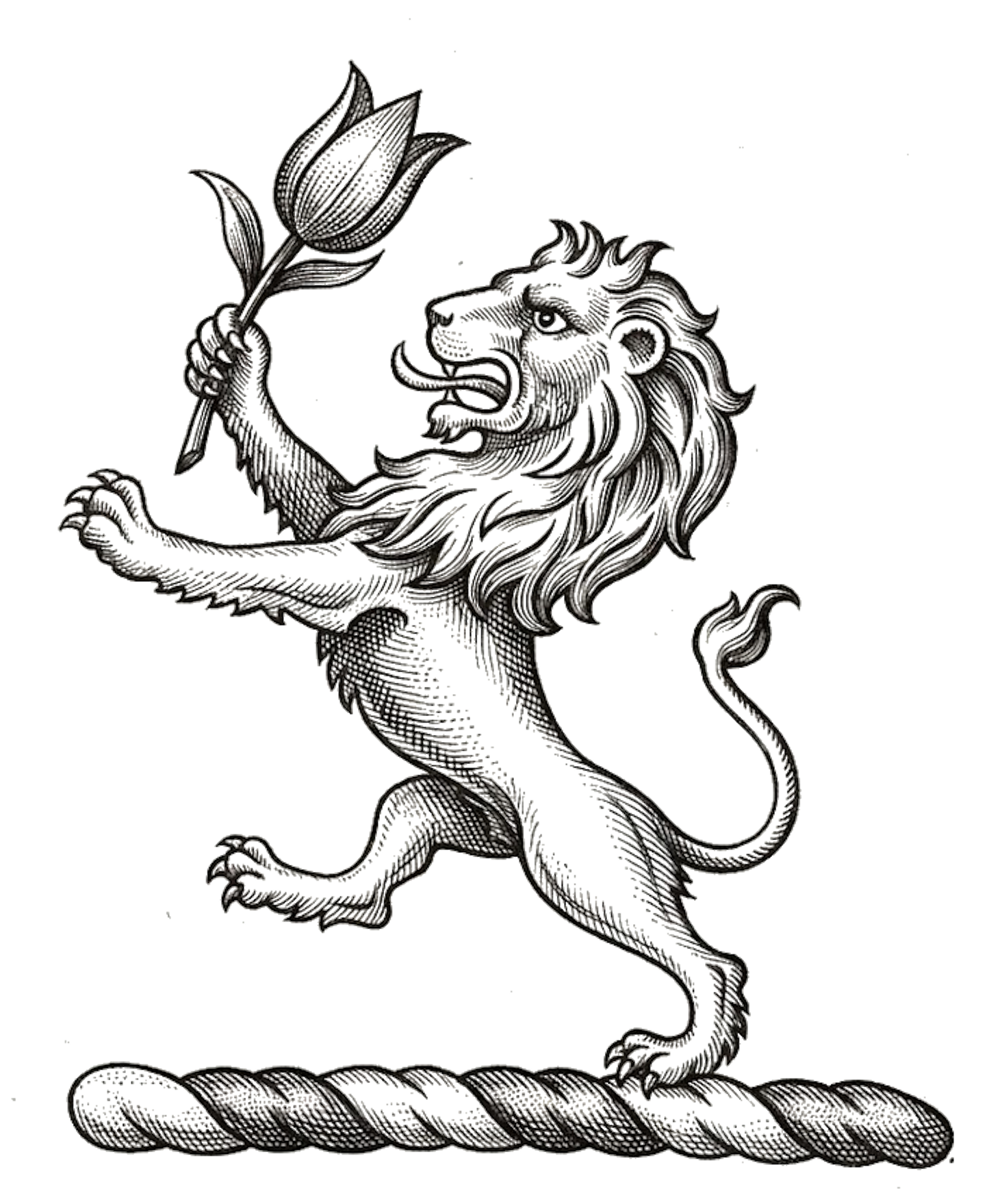 Lion Rampant Or, holding a tulip Gu., Slipped Vert digital download: Includes Color PNG, B&W PNG, and SVG vector files