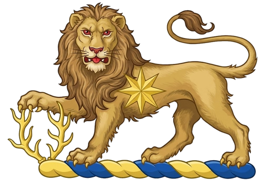 Lion Passant Guardant Supporting Stag's Attires digital download: Includes Color PNG, B&W PNG, and SVG vector files