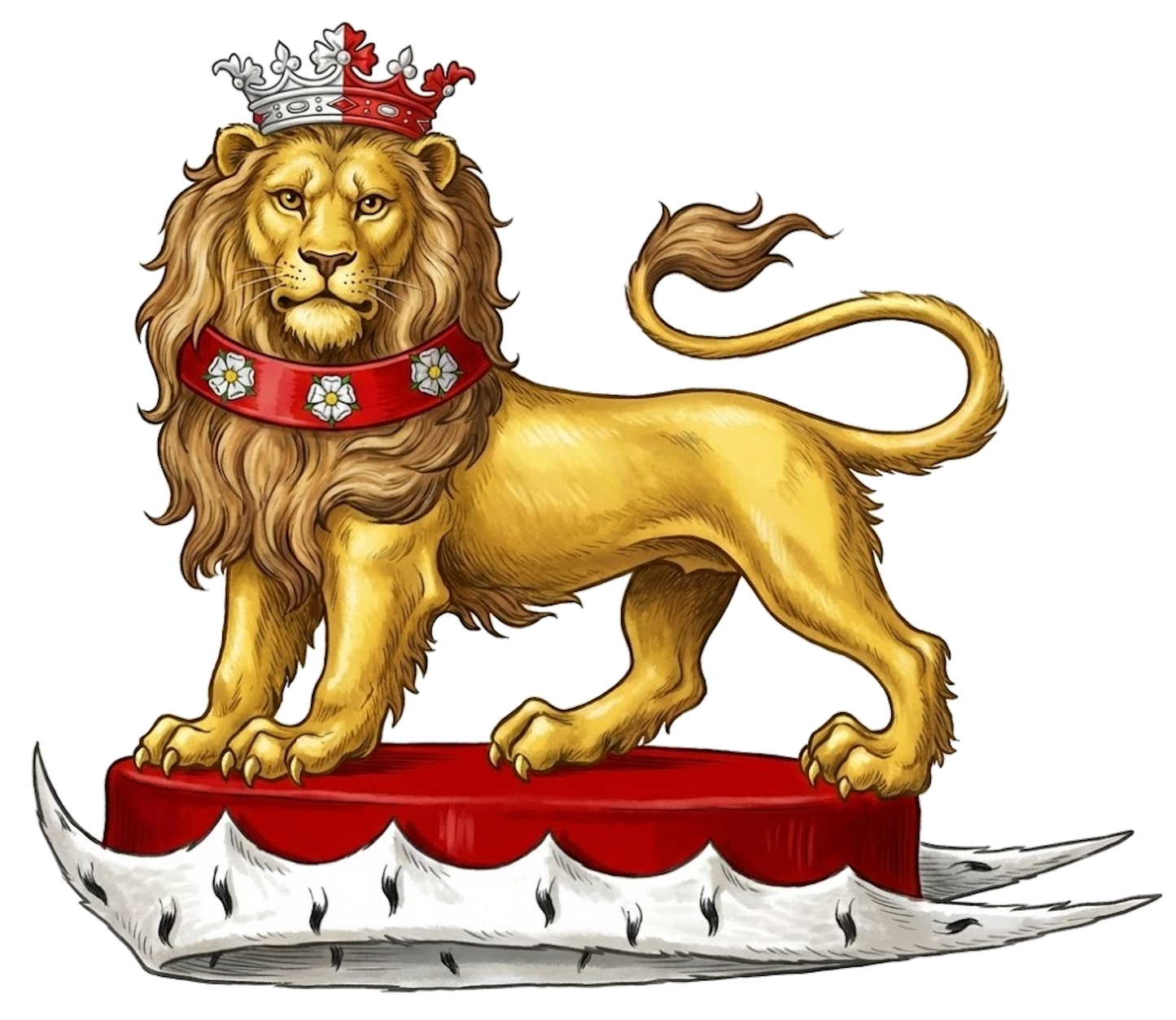 Lion Statant Gardant Crowned on Chapeau digital download: Includes Color PNG, B&W PNG, and SVG vector files
