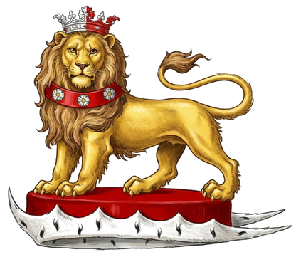 Lion Statant Gardant Crowned on Chapeau digital download: Includes Color PNG, B&W PNG, and SVG vector files