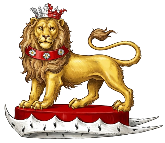 Lion Statant Gardant Crowned on Chapeau digital download: Includes Color PNG, B&W PNG, and SVG vector files