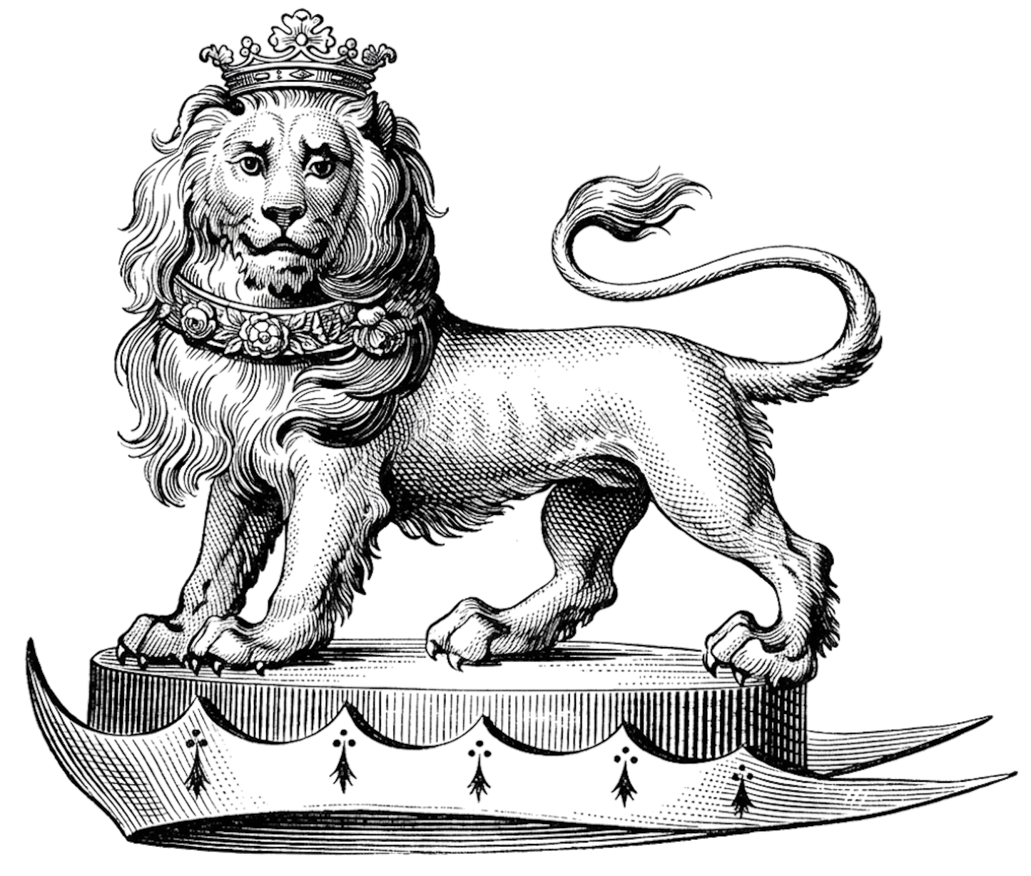 Lion Statant Gardant Crowned on Chapeau digital download: Includes Color PNG, B&W PNG, and SVG vector files
