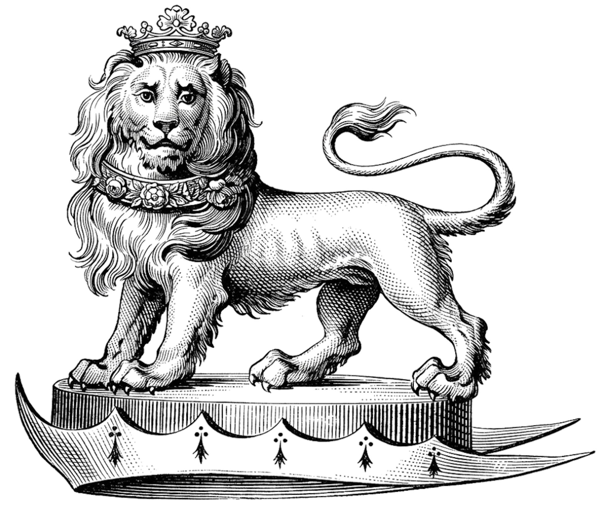 Lion Statant Gardant Crowned on Chapeau digital download: Includes Color PNG, B&W PNG, and SVG vector files