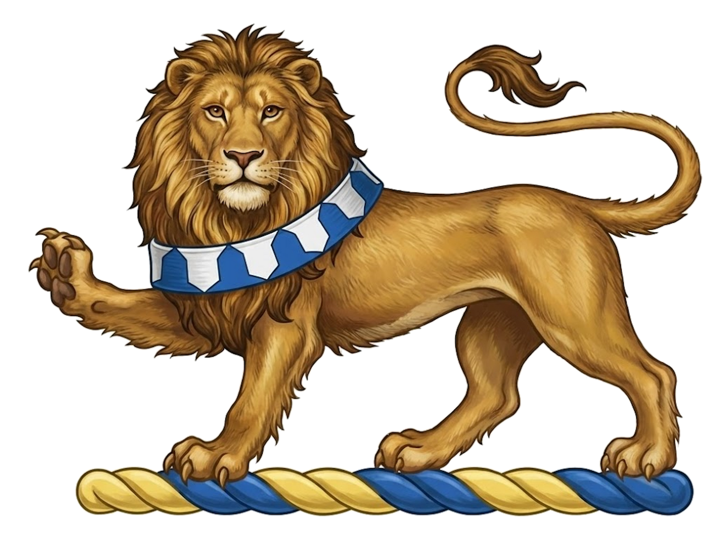 Lion Passant Gardant Collared Vair digital download: Includes Color PNG, B&W PNG, and SVG vector files