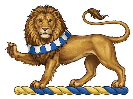 Lion Passant Gardant Collared Vair digital download: Includes Color PNG, B&W PNG, and SVG vector files