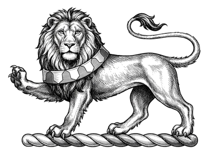 Lion Passant Gardant Collared Vair digital download: Includes Color PNG, B&W PNG, and SVG vector files