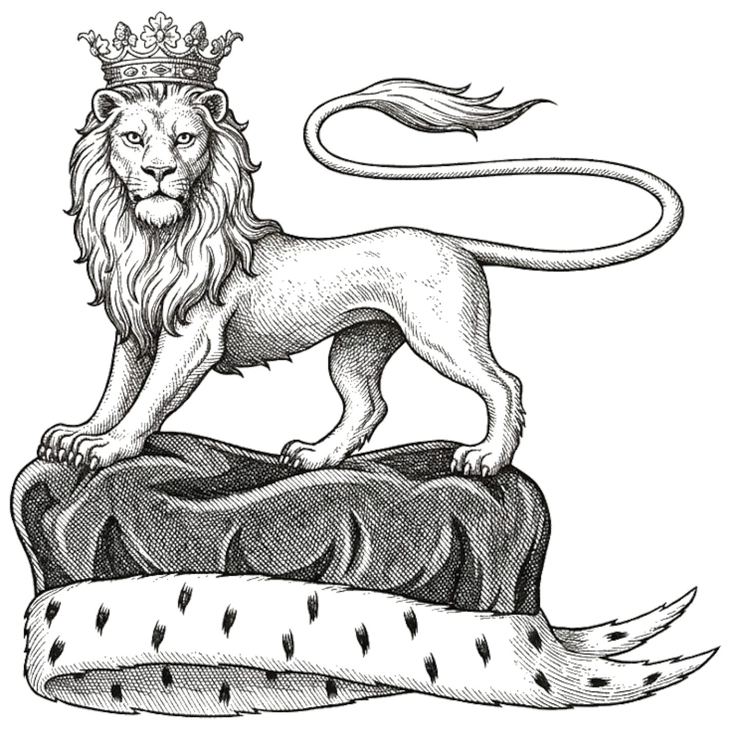 Lion Passant Guardant Crowned on Chapeau digital download: Includes Color PNG, B&W PNG, and SVG vector files