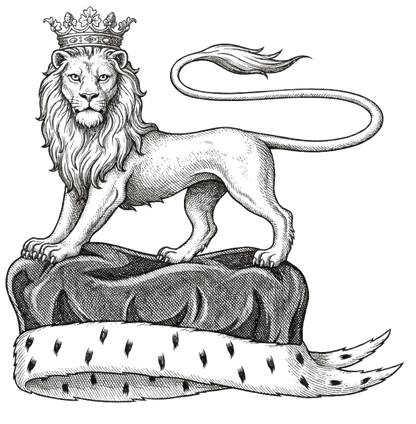 Lion Passant Guardant Crowned on Chapeau digital download: Includes Color PNG, B&W PNG, and SVG vector files