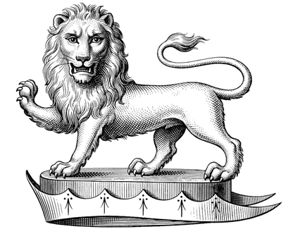 Lion Passant Guardant Upon A Chapeau digital download: Includes Color PNG, B&W PNG, and SVG vector files
