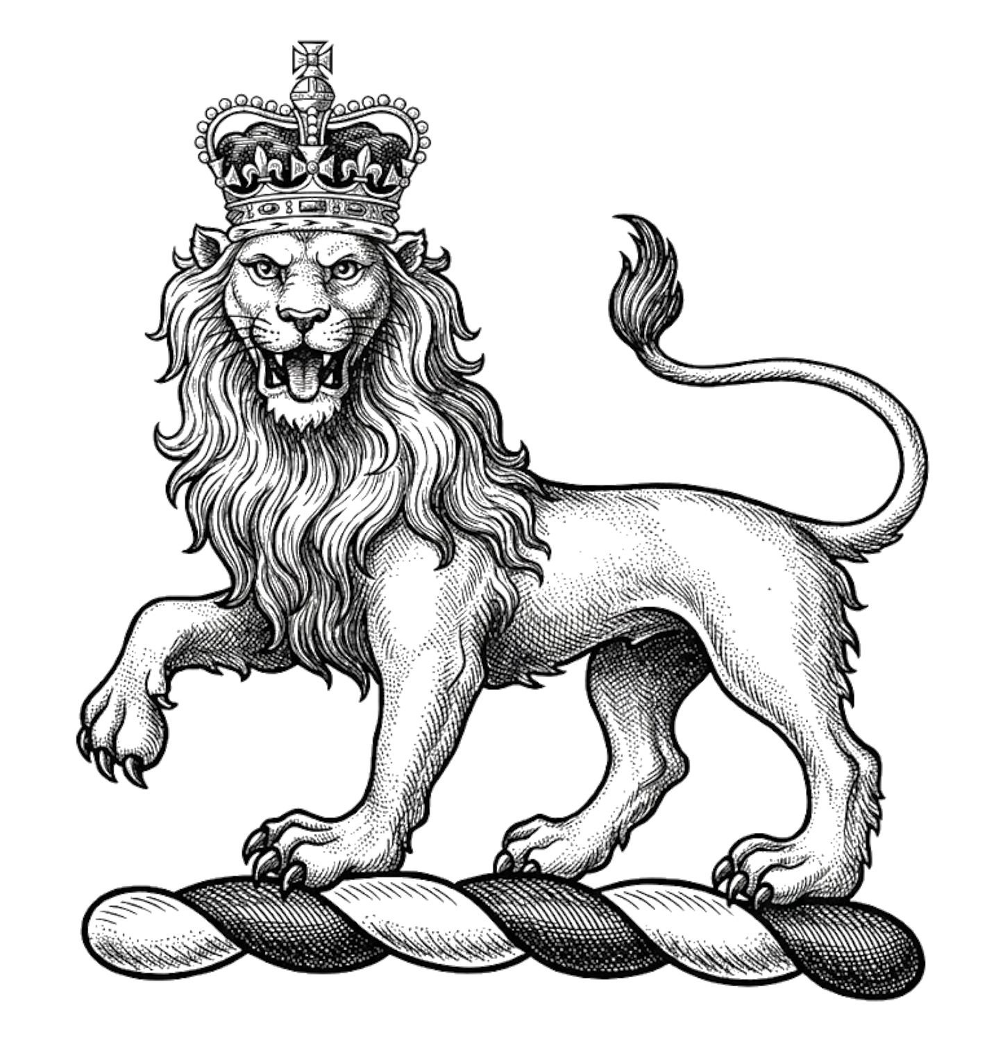 Lion Passant Guardant Imperially Crowned digital download: Includes Color PNG, B&W PNG, and SVG vector files