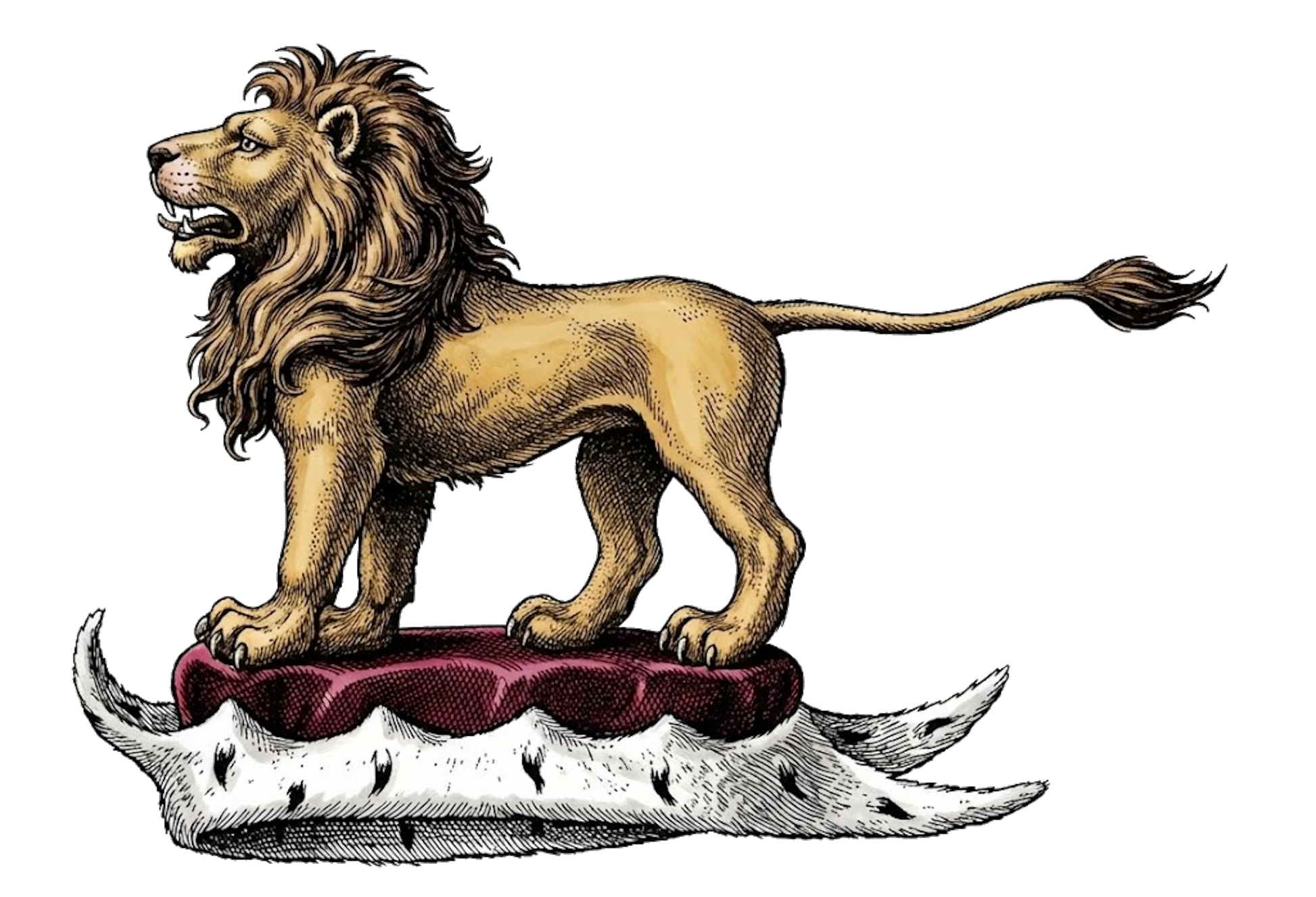 Lion Statant on a Chapeau digital download: Includes Color PNG, B&W PNG, and SVG vector files