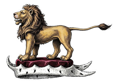 Lion Statant on a Chapeau digital download: Includes Color PNG, B&W PNG, and SVG vector files