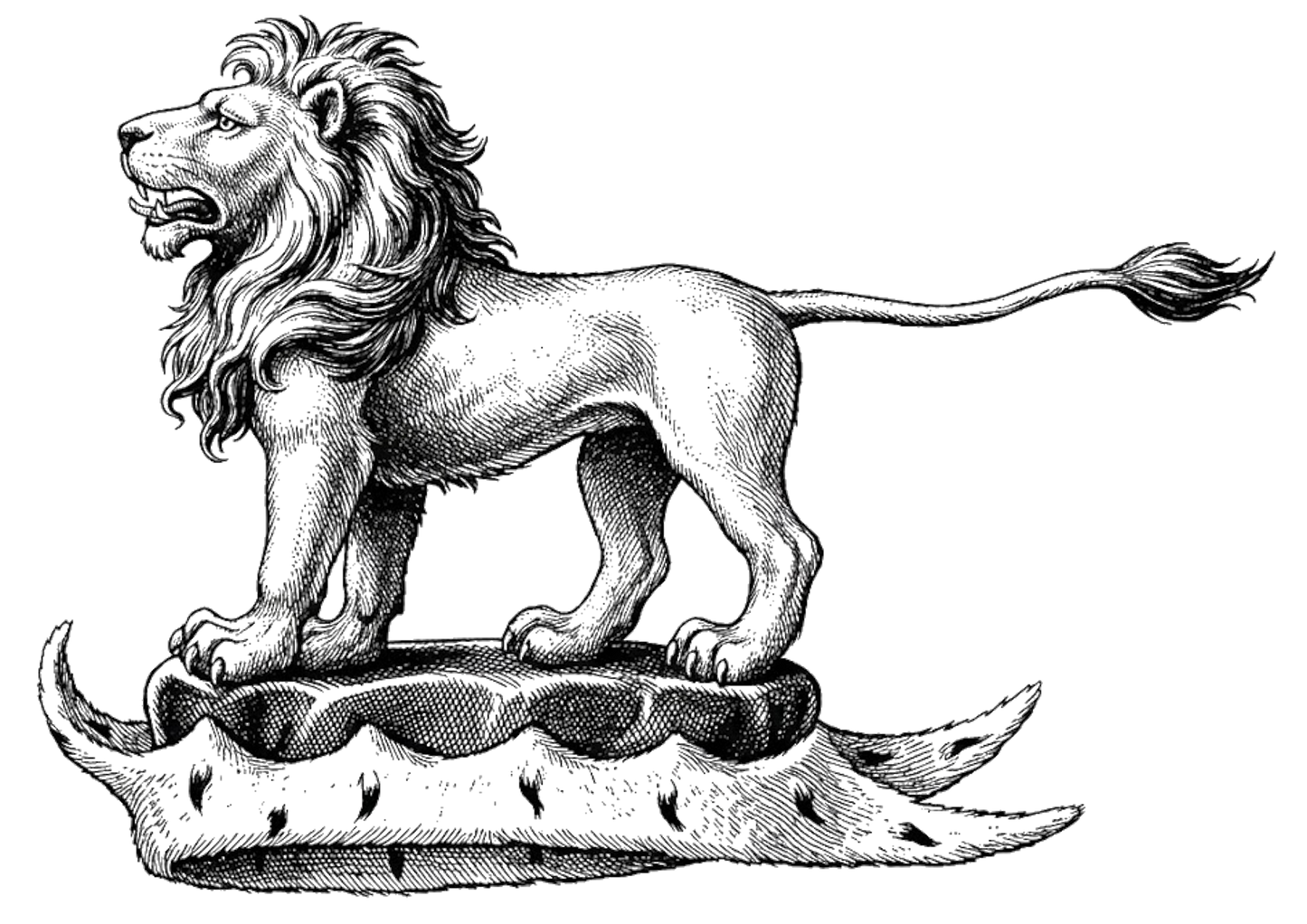 Lion Statant on a Chapeau digital download: Includes Color PNG, B&W PNG, and SVG vector files