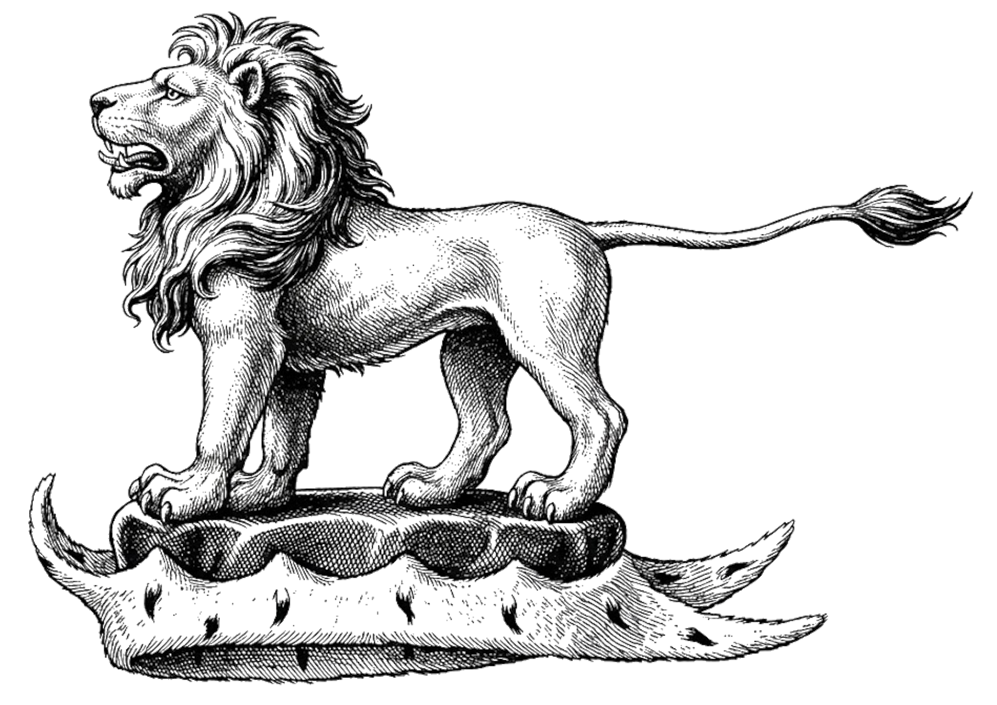 Lion Statant on a Chapeau digital download: Includes Color PNG, B&W PNG, and SVG vector files