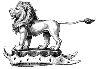 Lion Statant on a Chapeau digital download: Includes Color PNG, B&W PNG, and SVG vector files