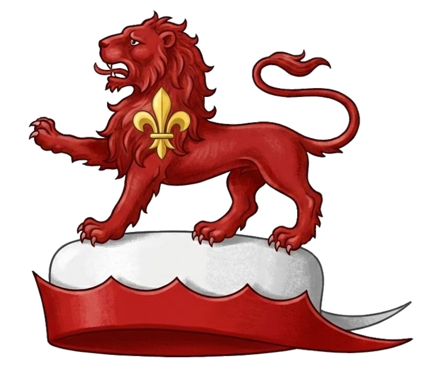 Lion Passant on Chapeau Crest digital download: Includes Color PNG, B&W PNG, and SVG vector files