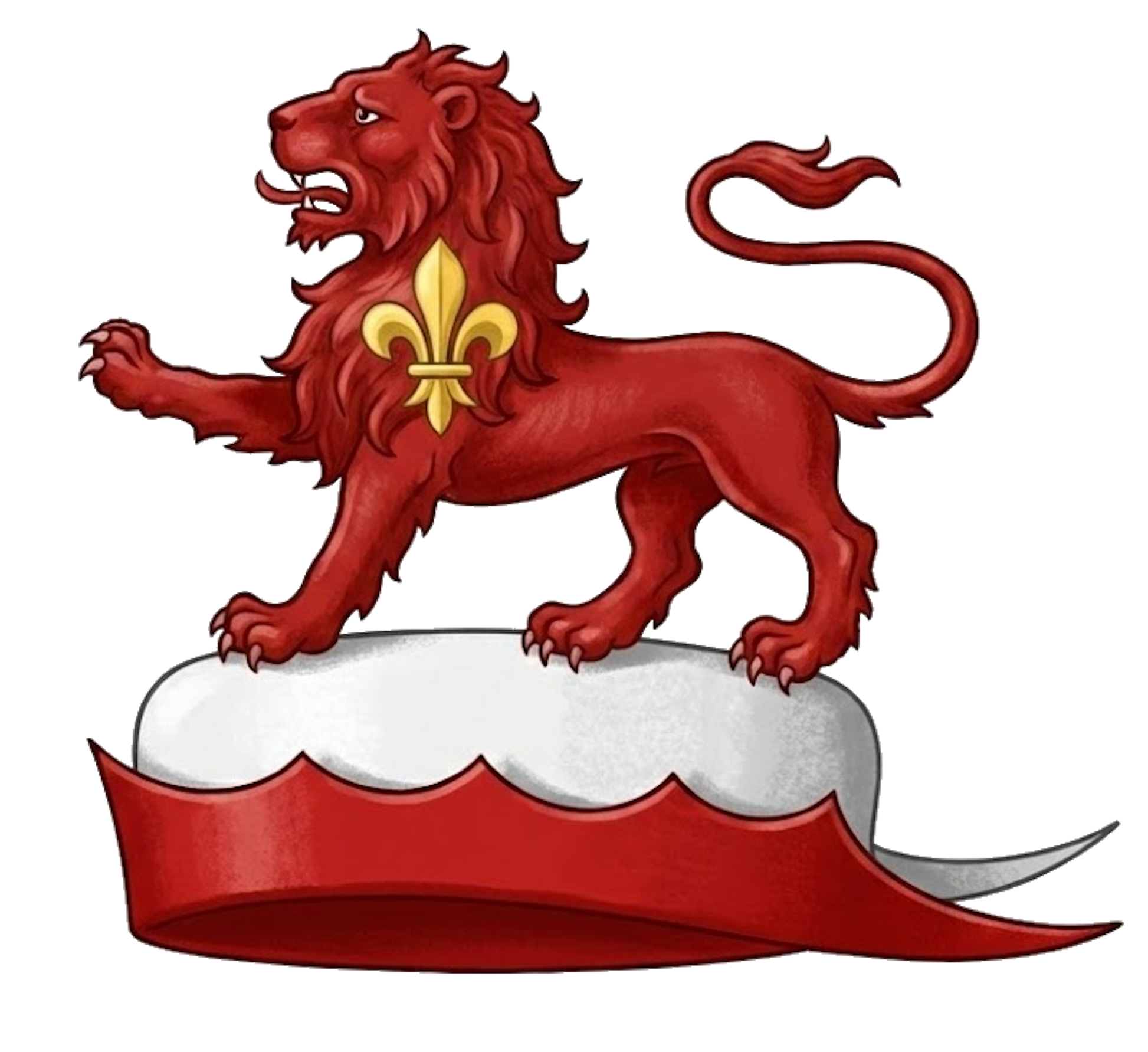 Lion Passant on Chapeau Crest digital download: Includes Color PNG, B&W PNG, and SVG vector files