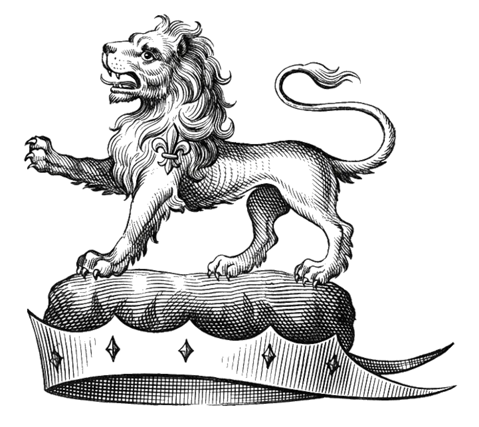 Lion Passant on Chapeau Crest digital download: Includes Color PNG, B&W PNG, and SVG vector files
