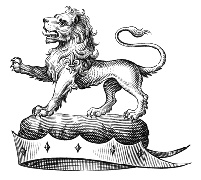Lion Passant on Chapeau Crest digital download: Includes Color PNG, B&W PNG, and SVG vector files