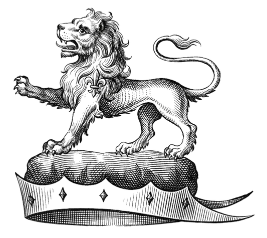 Lion Passant on Chapeau Crest digital download: Includes Color PNG, B&W PNG, and SVG vector files