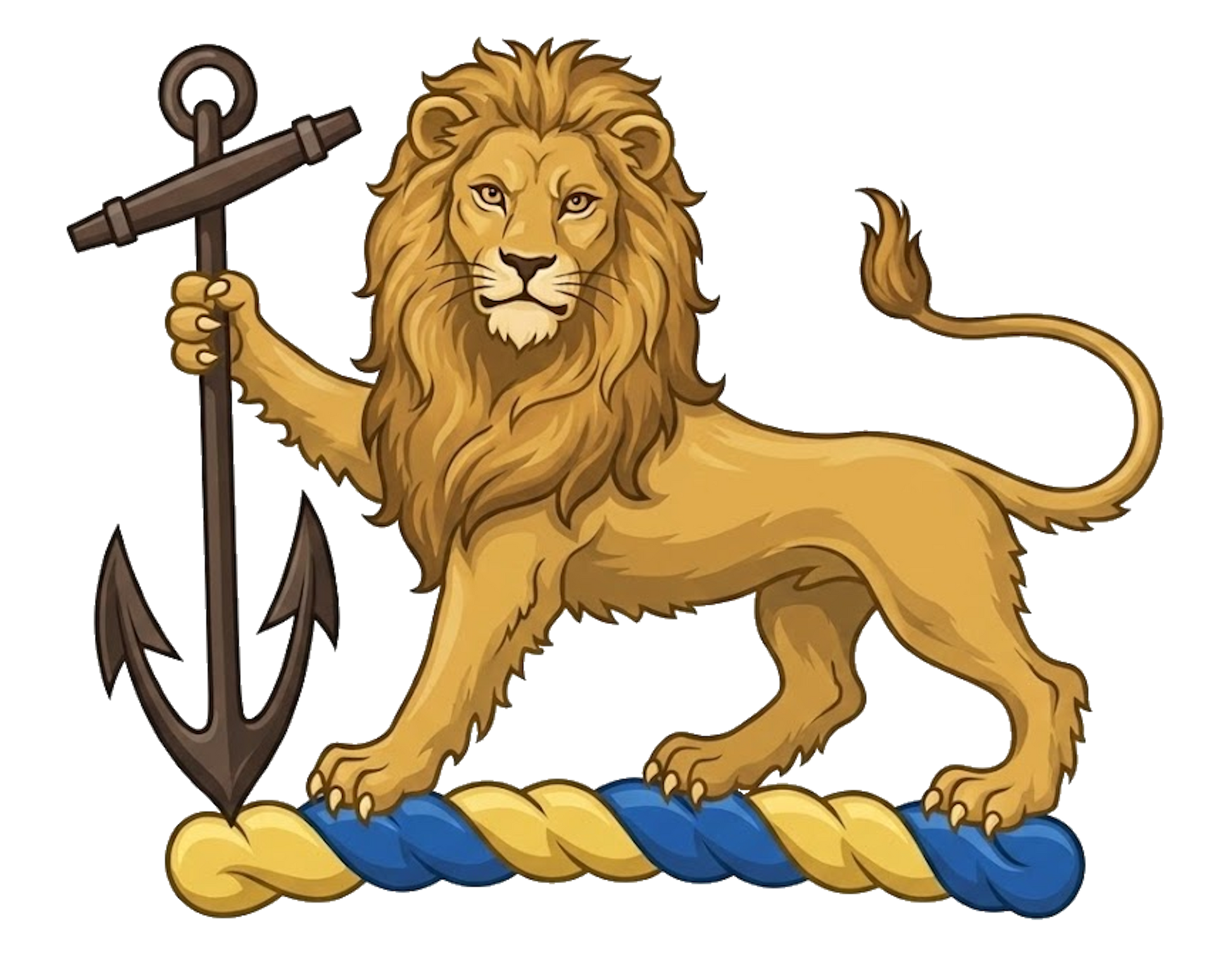 Lion Statant Gardant Holding Anchor digital download: Includes Color PNG, B&W PNG, and SVG vector files