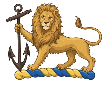 Lion Statant Gardant Holding Anchor digital download: Includes Color PNG, B&W PNG, and SVG vector files