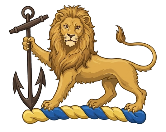 Lion Statant Gardant Holding Anchor digital download: Includes Color PNG, B&W PNG, and SVG vector files