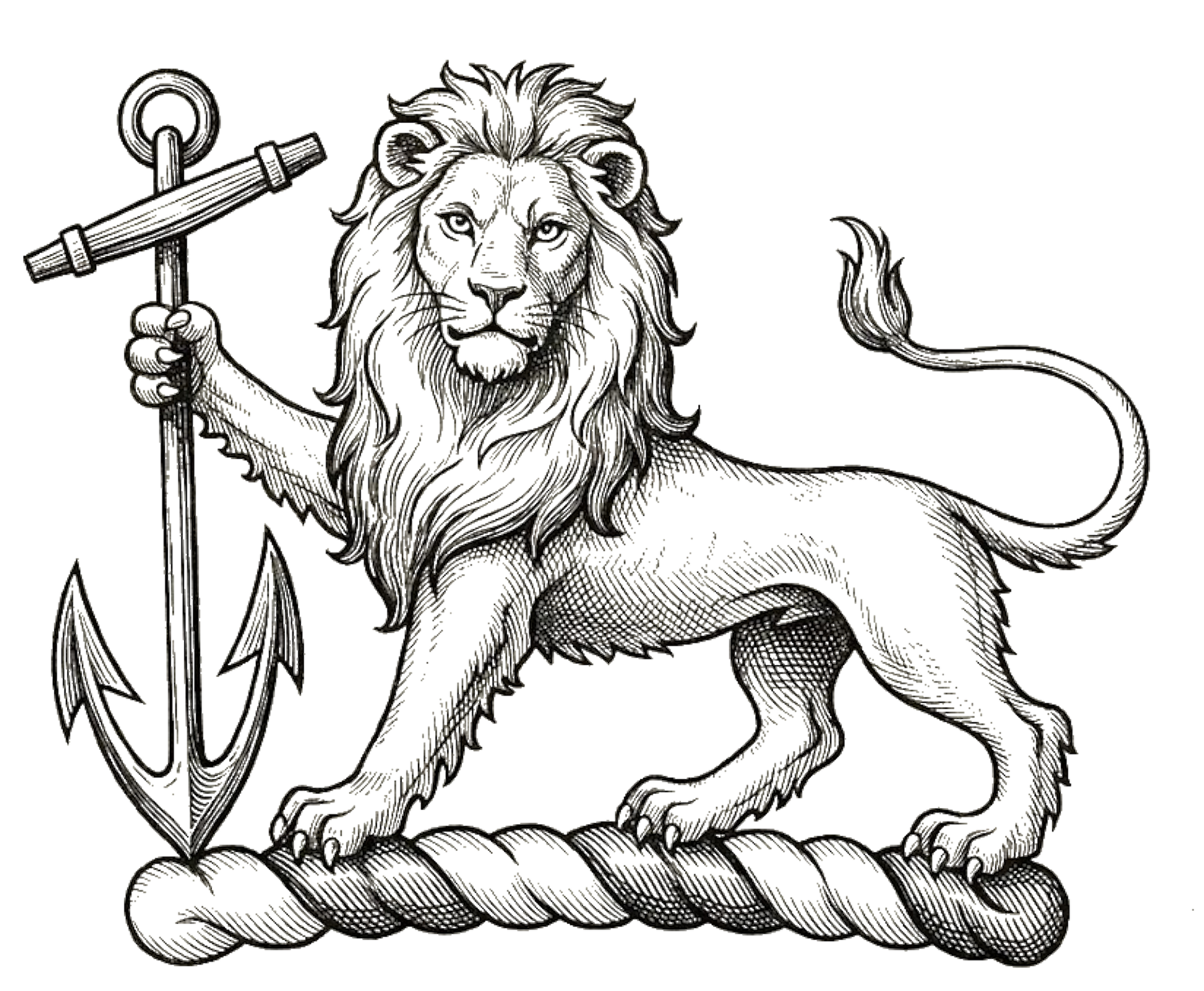 Lion Statant Gardant Holding Anchor digital download: Includes Color PNG, B&W PNG, and SVG vector files