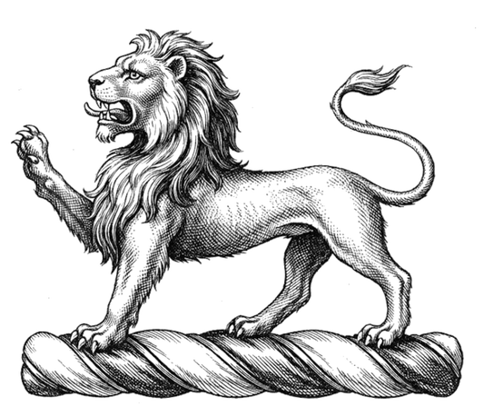 A lion passant, the tail extended, proper digital download: Includes Color PNG, B&W PNG, and SVG vector files