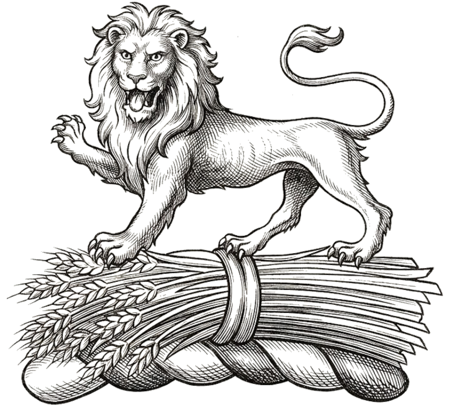 On a garb in fess, a lion passant guardant digital download: Includes Color PNG, B&W PNG, and SVG vector files