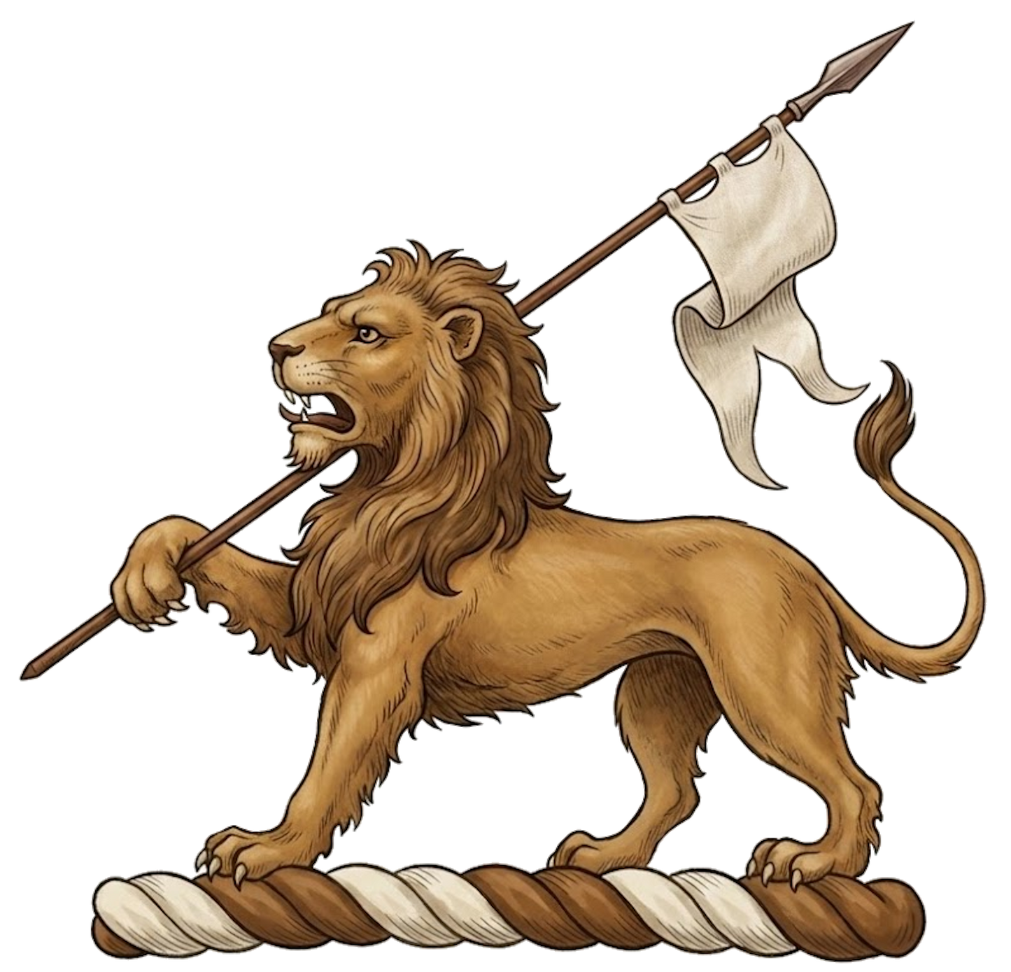 Lion Passant Holding a Banner digital download: Includes Color PNG, B&W PNG, and SVG vector files