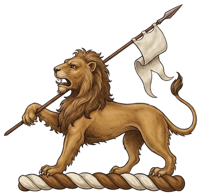 Lion Passant Holding a Banner digital download: Includes Color PNG, B&W PNG, and SVG vector files