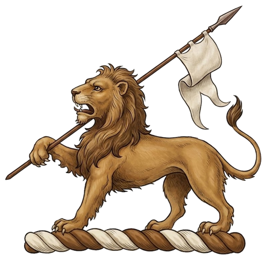 Lion Passant Holding a Banner digital download: Includes Color PNG, B&W PNG, and SVG vector files