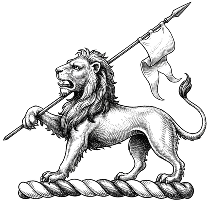 Lion Passant Holding a Banner digital download: Includes Color PNG, B&W PNG, and SVG vector files