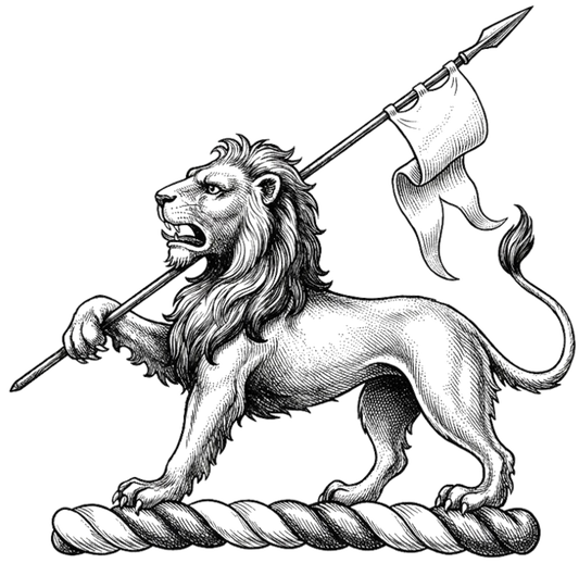 Lion Passant Holding a Banner digital download: Includes Color PNG, B&W PNG, and SVG vector files