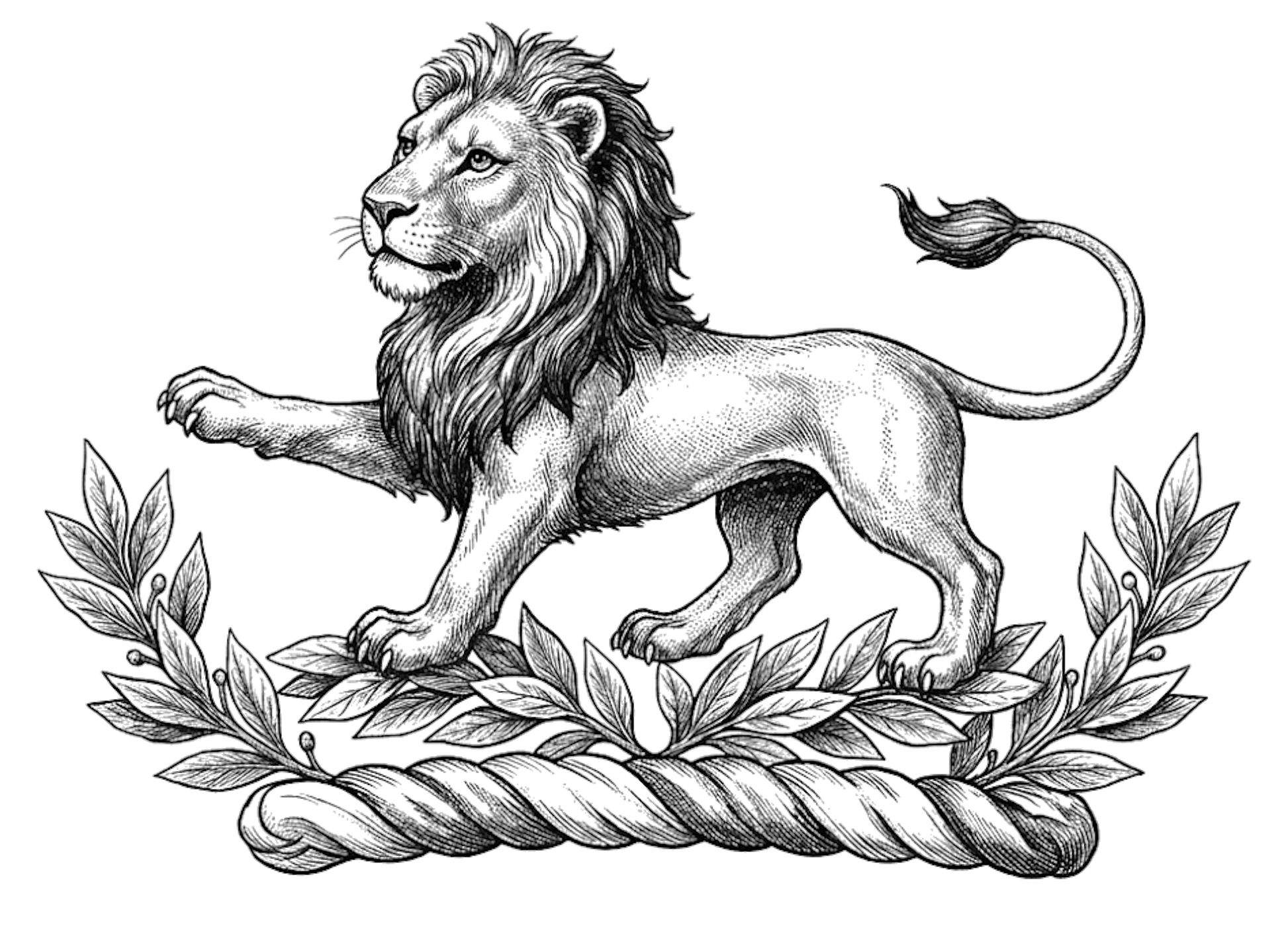 On a garland of laurel in orle a lion passant ppr. digital download: Includes Color PNG, B&W PNG, and SVG vector files