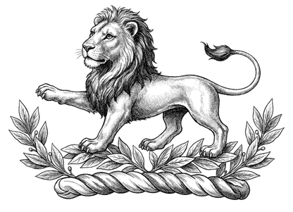 On a garland of laurel in orle a lion passant ppr. digital download: Includes Color PNG, B&W PNG, and SVG vector files