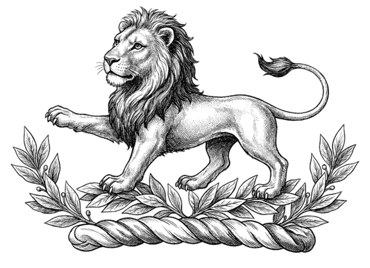 On a garland of laurel in orle a lion passant ppr. digital download: Includes Color PNG, B&W PNG, and SVG vector files