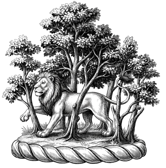 A lion in a wood, all proper digital download: Includes Color PNG, B&W PNG, and SVG vector files
