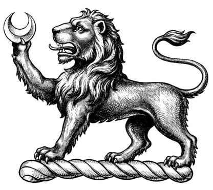 a lion passant ppr., holding in the dexter paw a crescent arg digital download: Includes Color PNG, B&W PNG, and SVG vector files