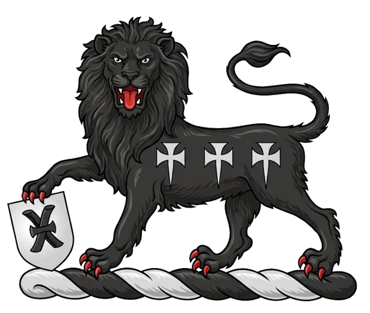 Lion Gardant with Shield digital download: Includes Color PNG, B&W PNG, and SVG vector files