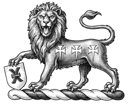 Lion Gardant with Shield digital download: Includes Color PNG, B&W PNG, and SVG vector files
