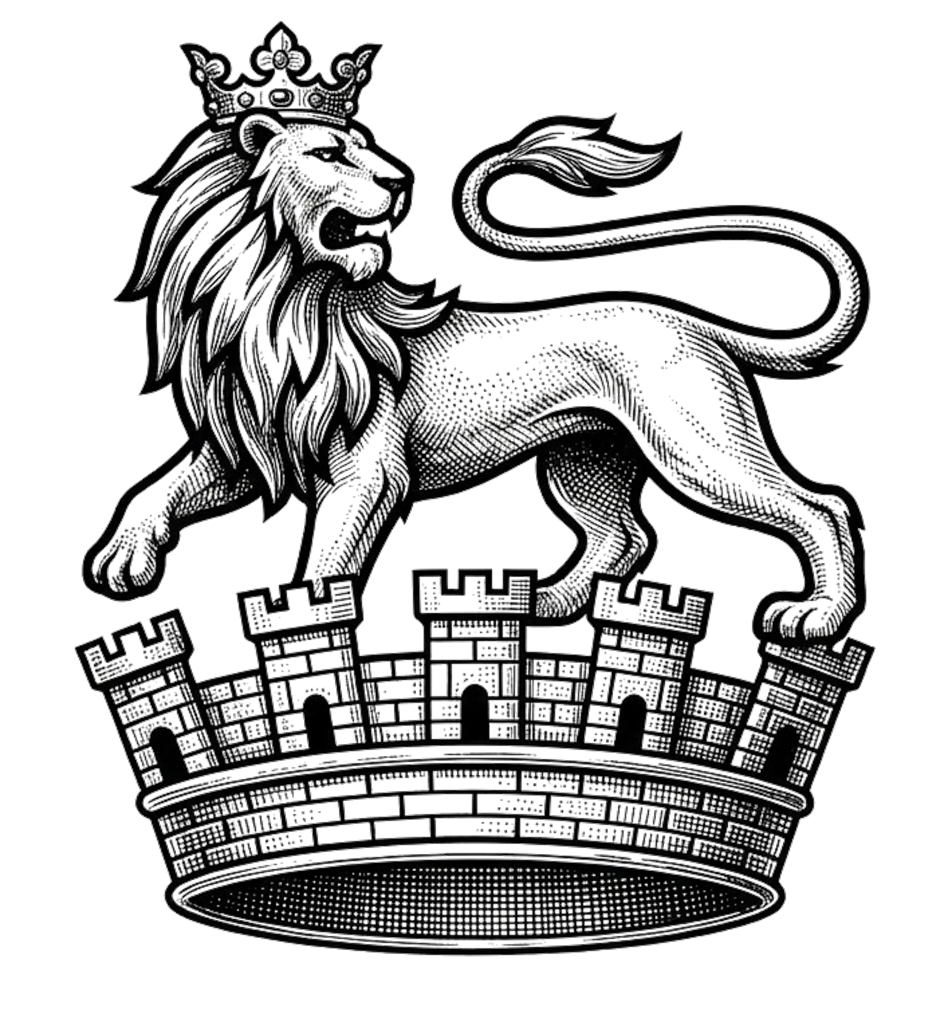 On a mural coronet sa., a lion passant regardant or digital download: Includes Color PNG, B&W PNG, and SVG vector files