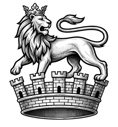 On a mural coronet sa., a lion passant regardant or digital download: Includes Color PNG, B&W PNG, and SVG vector files