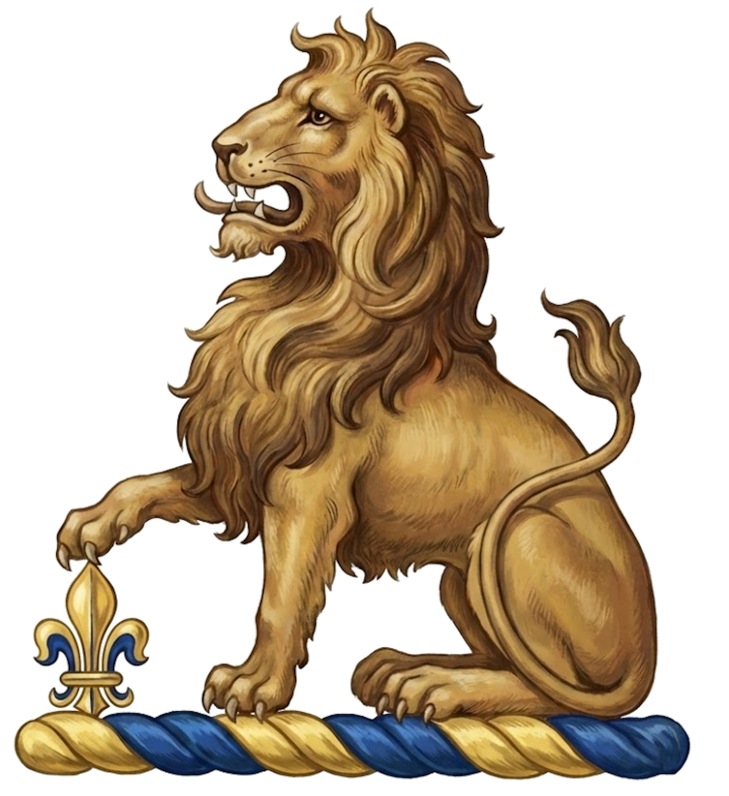 Lion Sejant Resting Paw on Fleur-de-lis digital download: Includes Color PNG, B&W PNG, and SVG vector files