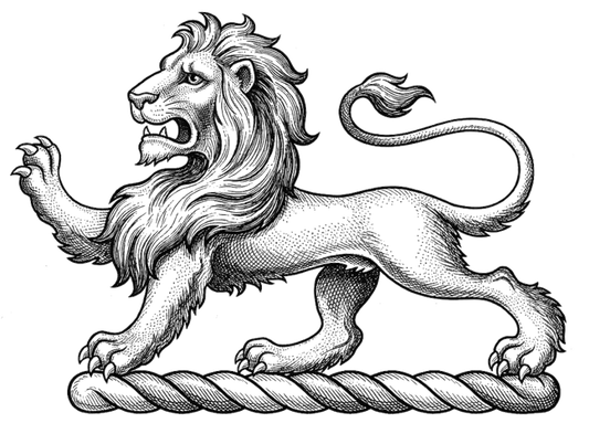 A lion passant proper digital download: Includes Color PNG, B&W PNG, and SVG vector files
