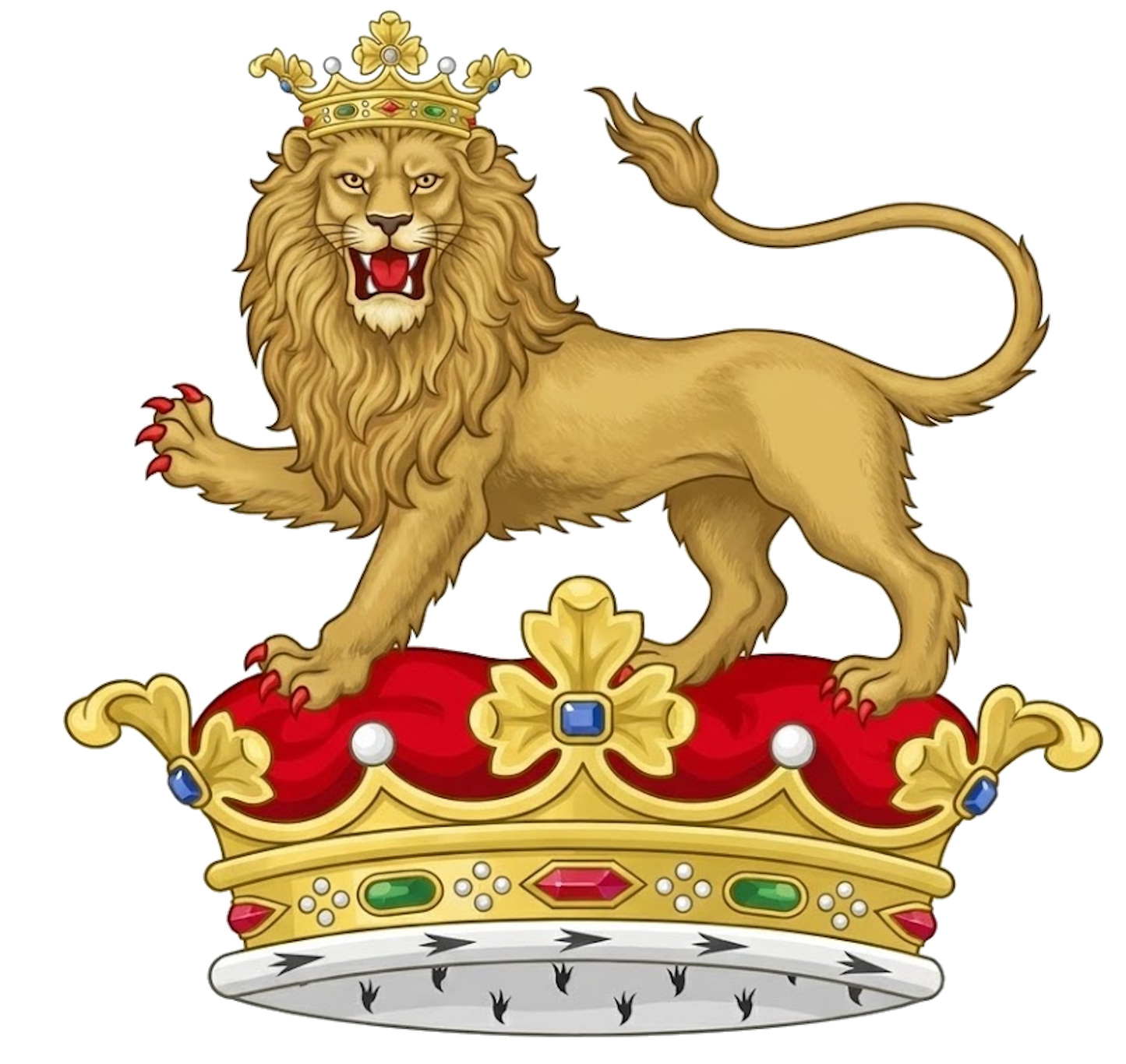 On a ducal coronet, a lion passant gardant, ducally crowned digital download: Includes Color PNG, B&W PNG, and SVG vector files
