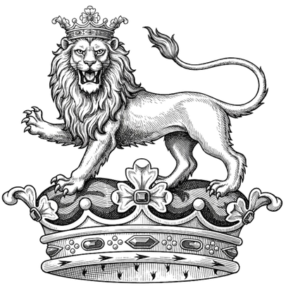 On a ducal coronet, a lion passant gardant, ducally crowned digital download: Includes Color PNG, B&W PNG, and SVG vector files